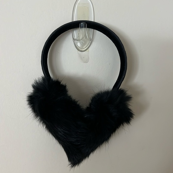 Black Rabbit fur ear muffs - Picture 3 of 7